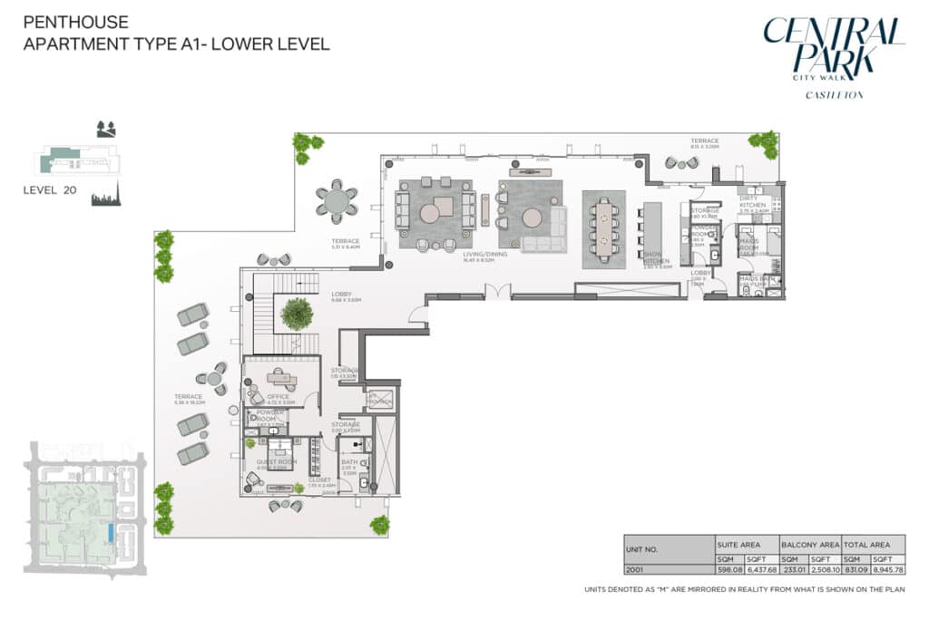 Meraas Castleton Central Park Penthouse Apartment Type A1 Lower Level