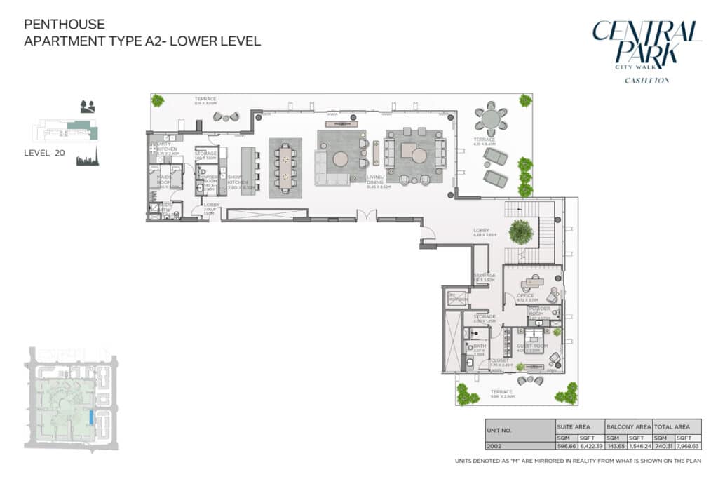 Meraas Castleton Central Park Penthouse Apartment Type A2 Lower Level
